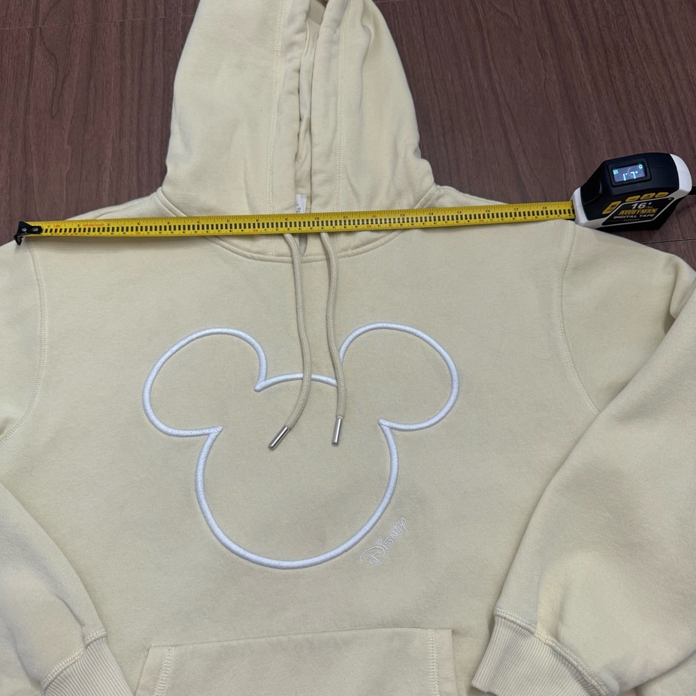H&M Disney Mickey Mouse Women’s Medium‎ Hooded Sweatshirt Butter Yellow Casual - Picture 8 of 11